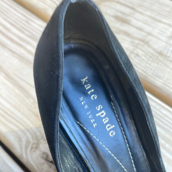 Kate Spade Black Suede Peep-Toe Wedges size 7.5 - Picture 11 of 14